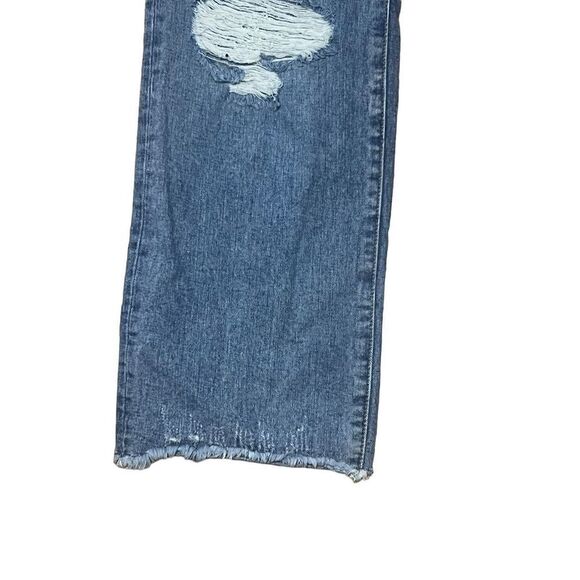Flying monkey high rise straight raw hem button fly demin distressed jeans 9(29) - Picture 3 of 10